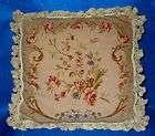 TWO 18 Floral Petitpoint Pillows in Aubusson Pattern