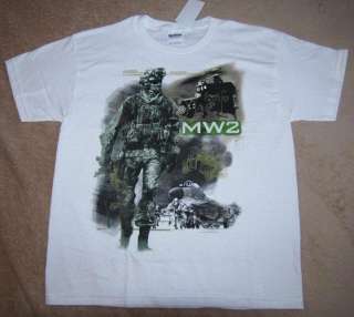 CALL OF DUTY *MW2* Boys White Tee T Shirt sz 12/14  