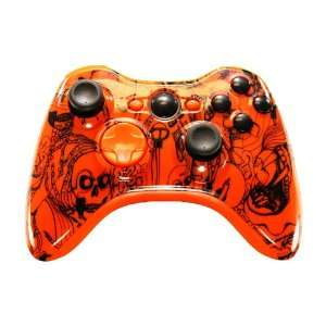   Orange Kooky Skulls Modded Xbox 360 Controller Shell & Accessories Kit