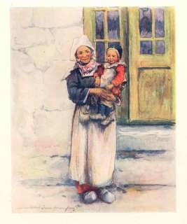 France Brittany AURAY. The little mother and child. Old Vintage 