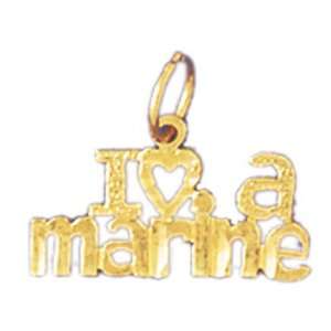  14kt Yellow Gold I Love A Marine Pendant Jewelry