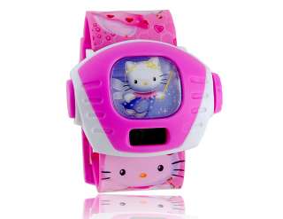 Funny Silicone Kitty Projector Digital Plastic Watch for Kids Girls 