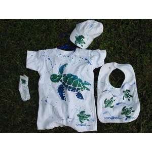 Hawaiian Baby Outfit Green Turtle Tee Romper Set 24 mos.  