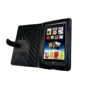  Black Genuine Leather Flip Book Style Carry Case Cover For The Nook 