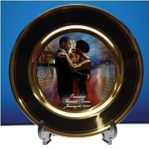  Obama Dream Dance Black & Gold Rim China Plate with Easel 