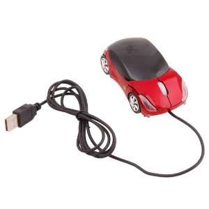  USB 3D Sports Car Optical Mouse with LED Light, Red 