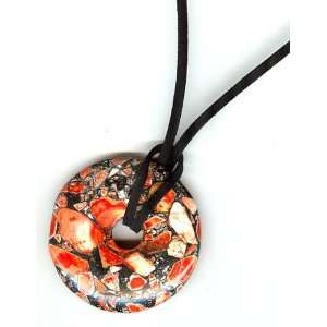  Vibrant Orange Mosaic Pendant Necklace by SilverChicks 