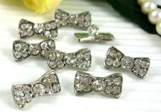 Sparkling Clear Crystal/Rhinestone Bow Buttons N059  