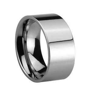 Tungsten 12mm Width PipePolish Finish Wedding Flat Ring Band Sizes 9 