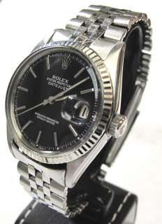 Rolex Oyster Perpetual Datejust 1601, Black Dial, SS Band  