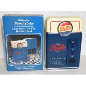  Pepsi Cola Coin Sorter Vending Machine Bank ~ Counts 