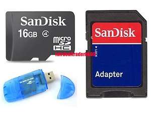 16GB SANDISK MICRO SD SDHC 16G TF CARD + ADAPTER + READER  