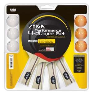 Stiga Performance 4 Player Ping Pong Paddle Set  Sports 