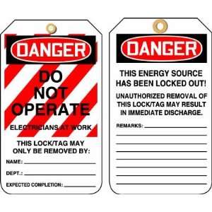  DO NOT OPERATE ELECTRICIANS AT WORK Tags RV Plastic (5 7/8 