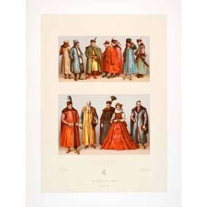  1888 Chromolithograph Poland Costume 16th Century Dress 
