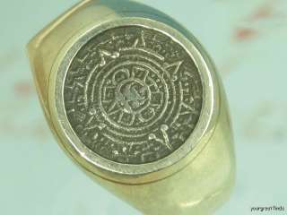   MEXCIAN MEXICO 925 STERLING SILVER MAYAN CALENDAR SIGNET RING  