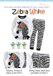 NWT Baby & Toddler Kids Boy Girl Sleepwear Pajama Set  Zebra White 