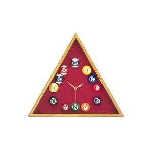  Pro Series Triangle Billiard Clock (Oak / Burgundy Felt 