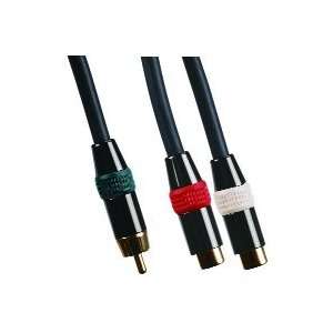 25ft Black Cable with RCA Male Mono to 2x RCA Female Stereo Connectors 