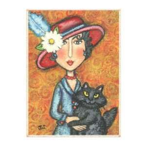  Red Hat Society Lady With persian Cat Giclee Poster Print 