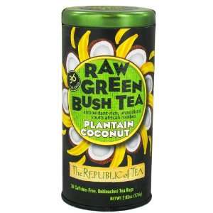 The Republic of Tea, Raw Green Bush Tea Plantain Coconut, 36 Count