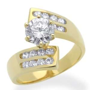   Gold Engagement Ring 1ctw CZ Cubic Zirconia Solitaire Ring Jewelry