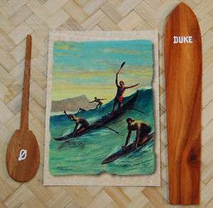 Koa Wood Surfboard Outrigger Paddle Card Kahanamoku  