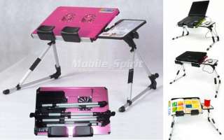 Portable Laptop Notebook Desk Stand Bed Table with Cooler Fans