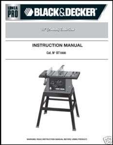 Black & Decker 10 Table Saw Manual # BT1800  