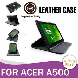   Black Leather Case Stand Cover for Acer Lconia Tab A500 Tablet  