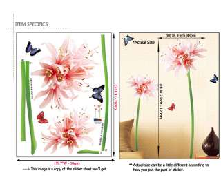 TRUMPET LILY ★ MURAL ART PINK FLOWER DECAL WALL STICKER  