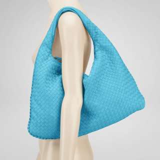   Intrecciato Nappa Large Turquoise Blue Hobo Bag Purse Handbag NR