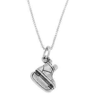    Sterling Silver Double Sided Hockey Player Skate Necklace Jewelry