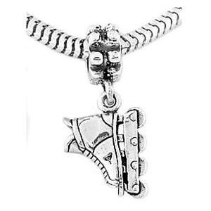   Sterling Silver Roller Blade Inline Skate Dangle Bead Charm Jewelry