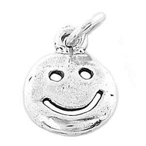  Sterling Silver One Sided Smiley Face Charm Jewelry