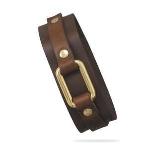   Brown Leather Double Layer Gold Tone Snap Bracelet Adjustable Jewelry