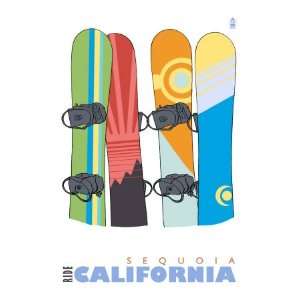  Sequoia, California, Snowboards in the Snow Premium Poster 