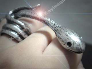 Vintage Silver Adder Snake Ring Medusa Hissing Goth Emo  