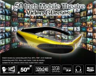 50 Wireless Virtual Video Glasses Eyewear 2GB Flash  