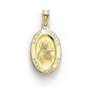  14k Oval St Theresa Medallion Pendant   JewelryWeb 