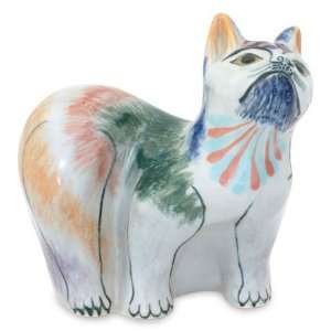  Stoneware ceramic figurine, Curious Kitty Cat