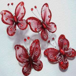 100pcs Dark Red Stocking Butterfly Wedding Decorations 5cm  