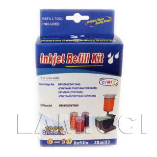 Inkjet Cartridge 3 Color Refill kit for HP920 HP920XL 604390723619 