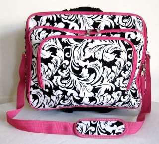 Computer/Laptop Briefcase Rolling Wheel Padded Travel Bag Pink/White 