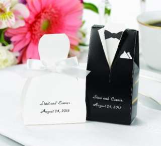 Personalized 100 Tux Gown Boxes Wedding Shower Favors  