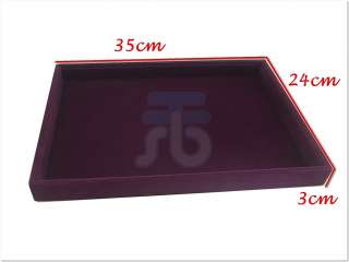 Purple Velvet Jewelry Display Case w 3 Compartment Tray  