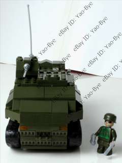 World War II military Combat vehicles w/ green tank children building 