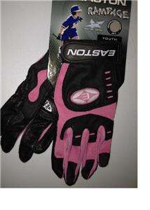NEW Easton Rampage Batting Gloves Pink Black Youth VRS II Vibration 