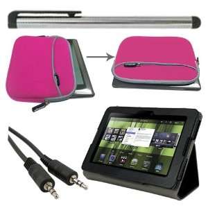 Black Leather Case + Touch Screen Stylus Pen + 3.5 MM (1/8) Stereo 