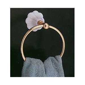   Fluted Porcelain and Brass Towel Ring   Lacq. Brass  